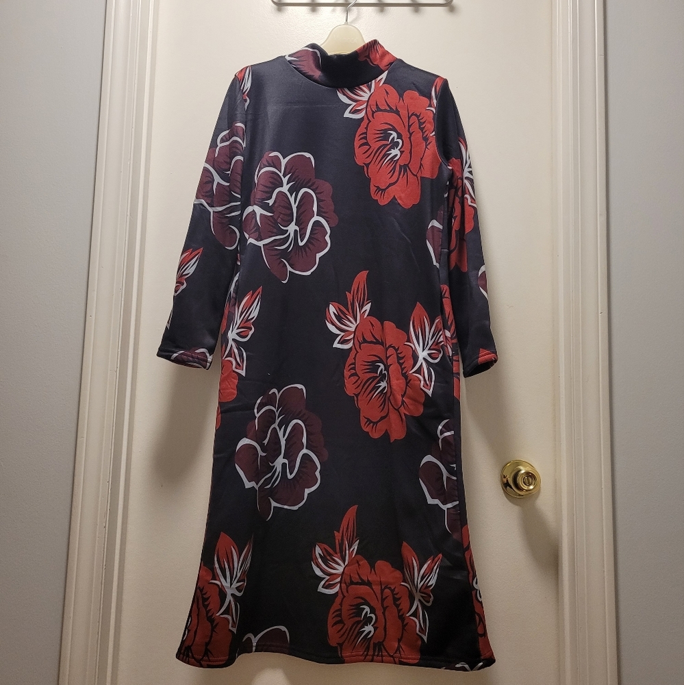 New elegant woman's winter long sleeves dress